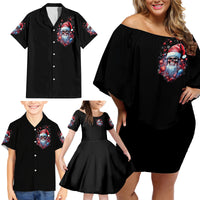Skull Santa Claus Family Matching Off Shoulder Short Dress and Hawaiian Shirt Santa Claus Is Coming To Town - Wonder Print Shop