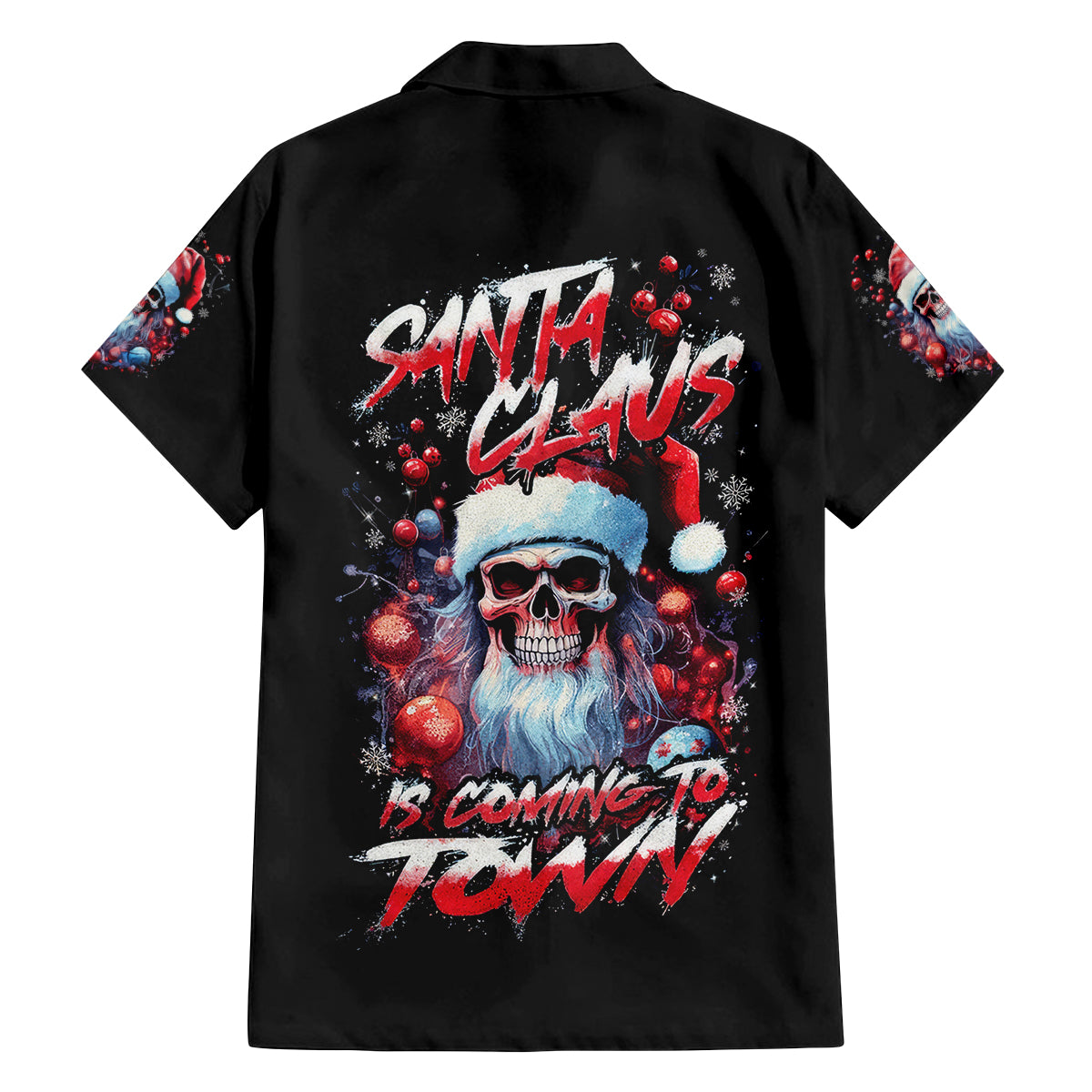 Skull Santa Claus Family Matching Puletasi Dress and Hawaiian Shirt Santa Claus Is Coming To Town - Wonder Print Shop