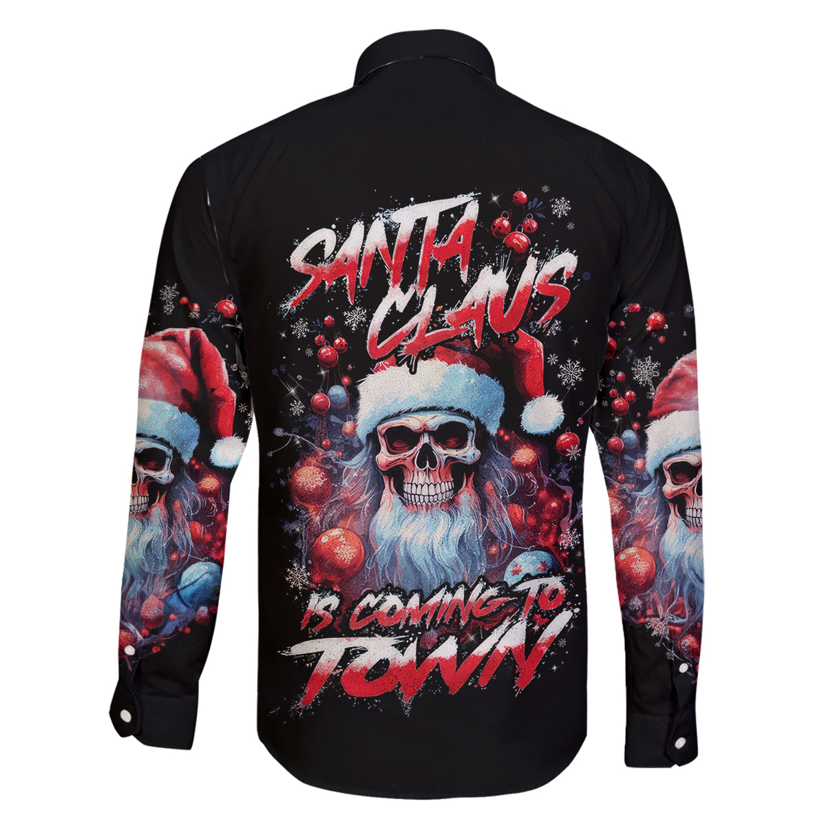 Skull Santa Claus Family Matching Puletasi Dress and Hawaiian Shirt Santa Claus Is Coming To Town - Wonder Print Shop