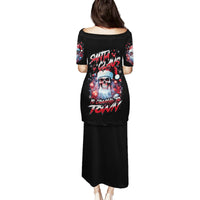 Skull Santa Claus Family Matching Puletasi Dress and Hawaiian Shirt Santa Claus Is Coming To Town - Wonder Print Shop