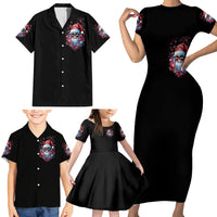 Skull Santa Claus Family Matching Short Sleeve Bodycon Dress and Hawaiian Shirt Santa Claus Is Coming To Town - Wonder Print Shop