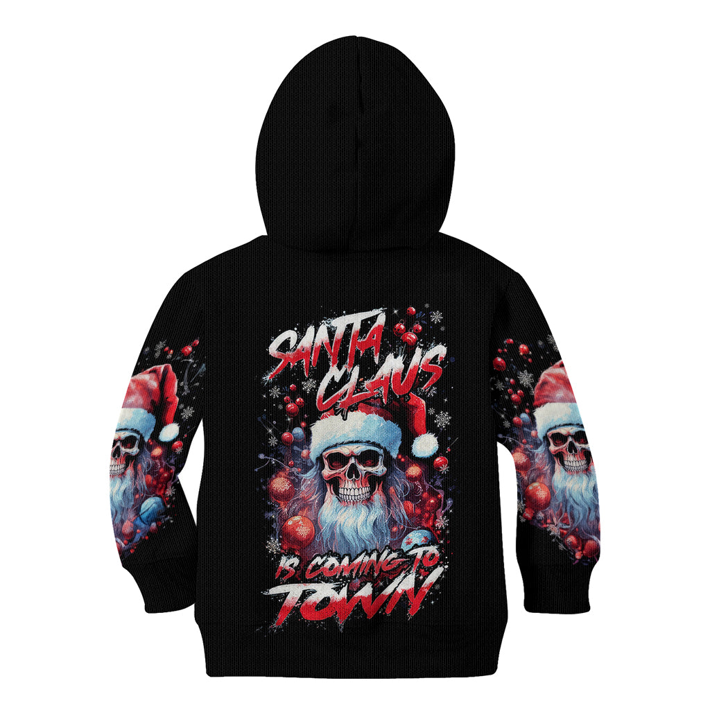 Skull Santa Claus Kid Hoodie Santa Claus Is Coming To Town - Wonder Print Shop