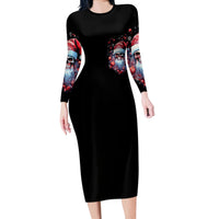 Skull Santa Claus Long Sleeve Bodycon Dress Santa Claus Is Coming To Town - Wonder Print Shop