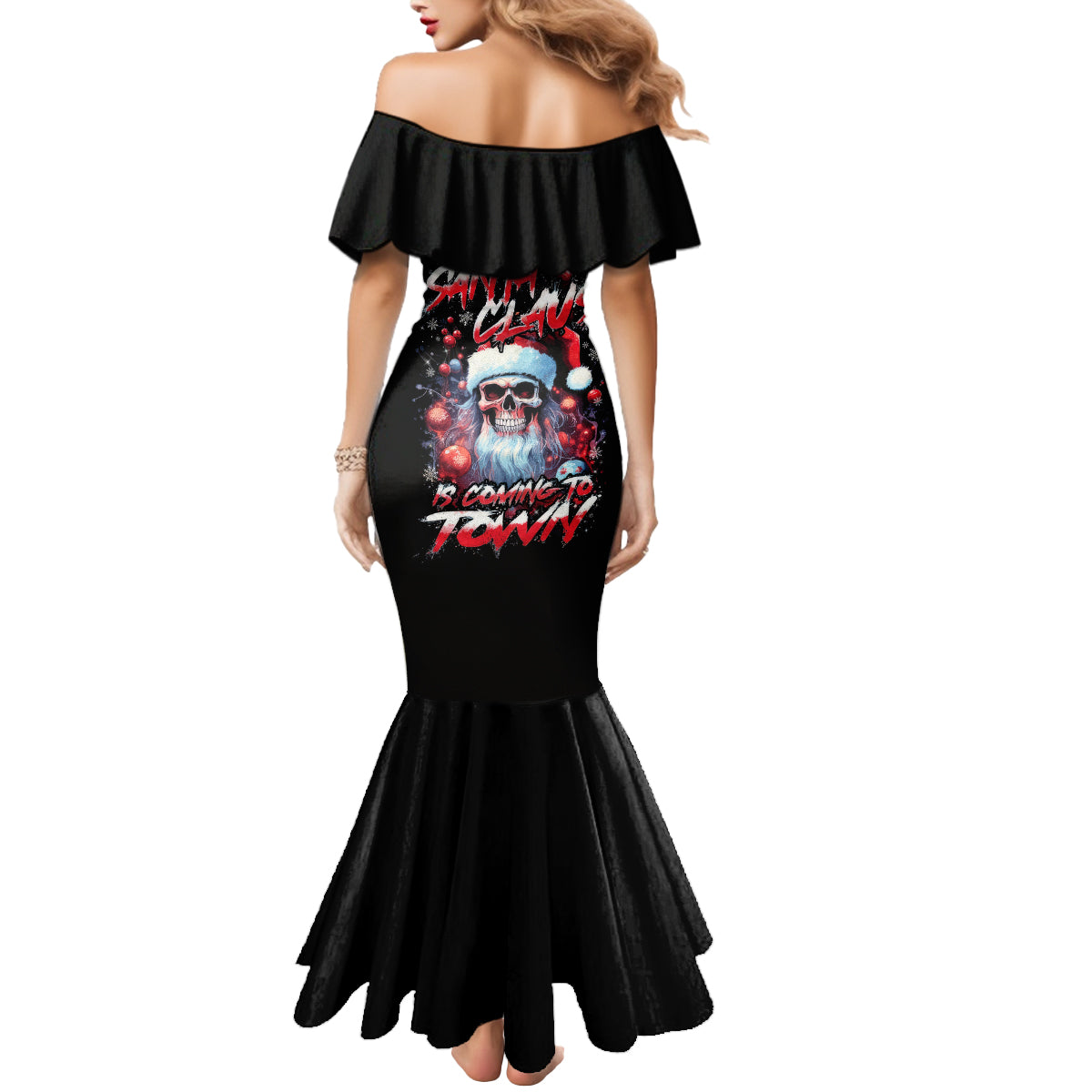 Skull Santa Claus Mermaid Dress Santa Claus Is Coming To Town - Wonder Print Shop