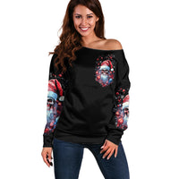 Skull Santa Claus Off Shoulder Sweater Santa Claus Is Coming To Town - Wonder Print Shop