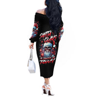 Skull Santa Claus Off The Shoulder Long Sleeve Dress Santa Claus Is Coming To Town - Wonder Print Shop