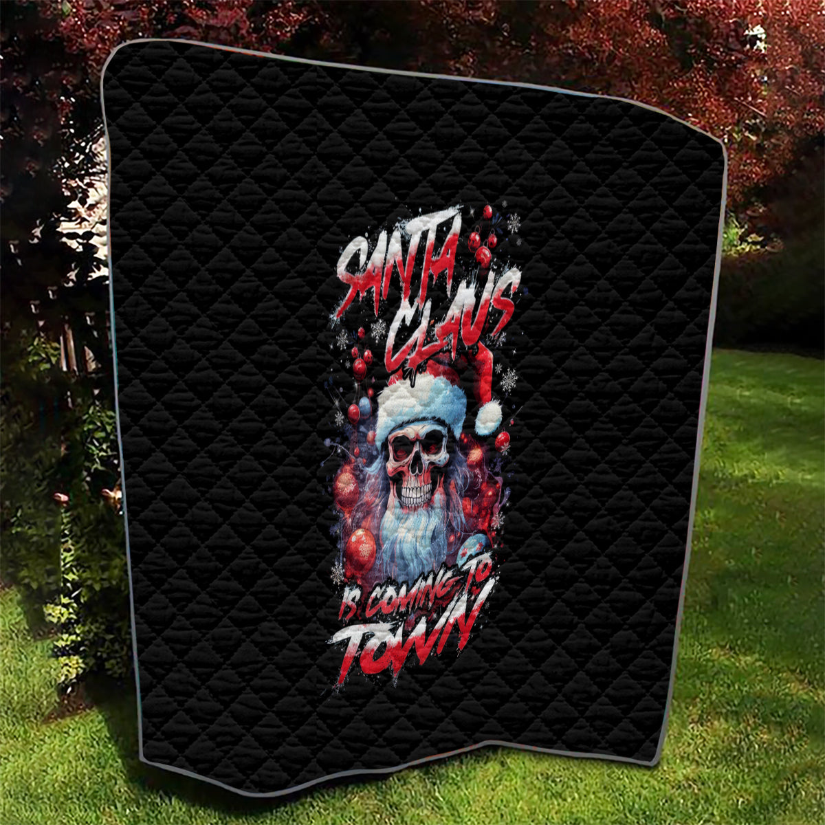 Skull Santa Claus Quilt Santa Claus Is Coming To Town - Wonder Print Shop
