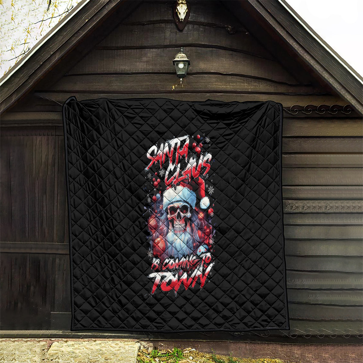 Skull Santa Claus Quilt Santa Claus Is Coming To Town - Wonder Print Shop