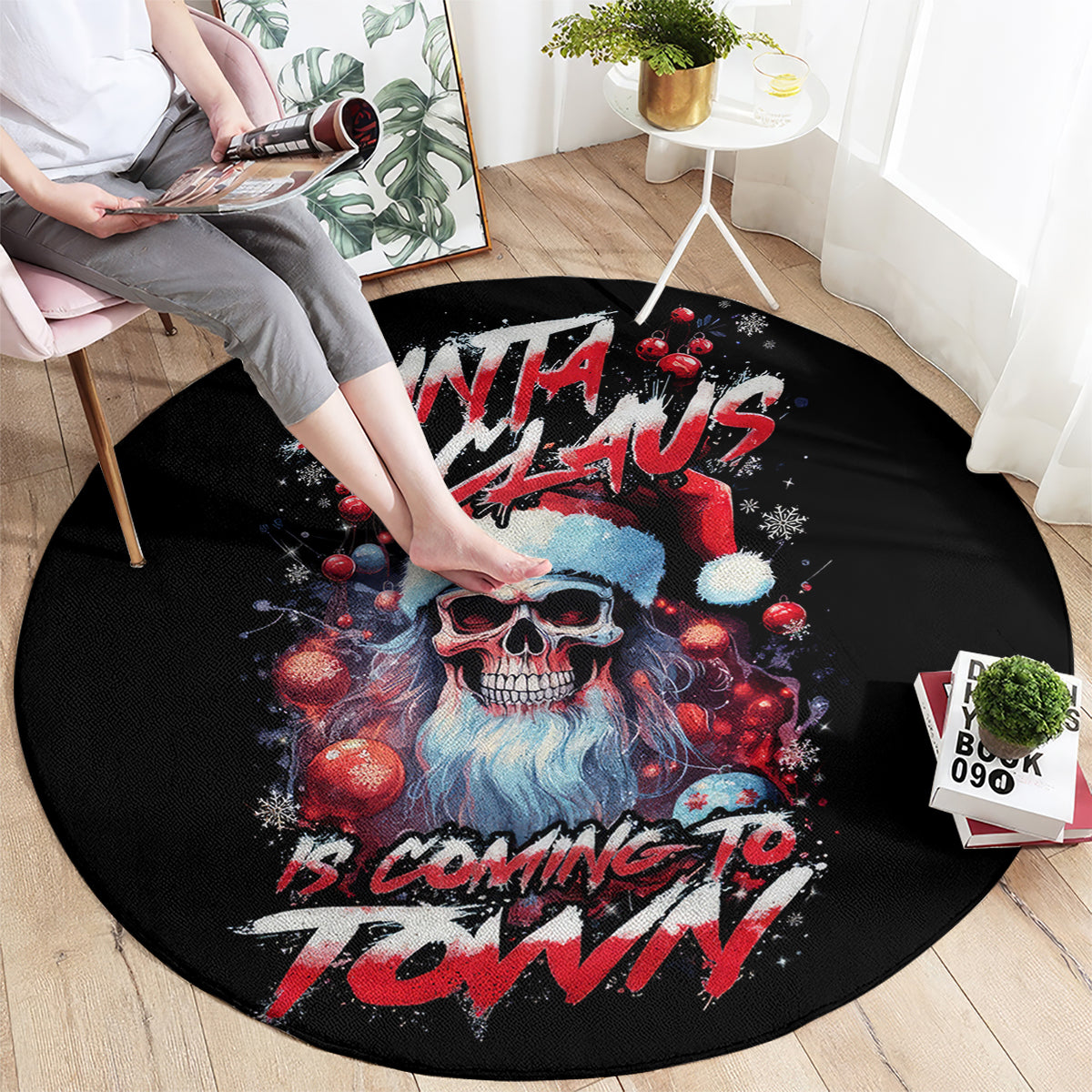 skull-santa-claus-round-carpet-santa-claus-is-coming-to-town