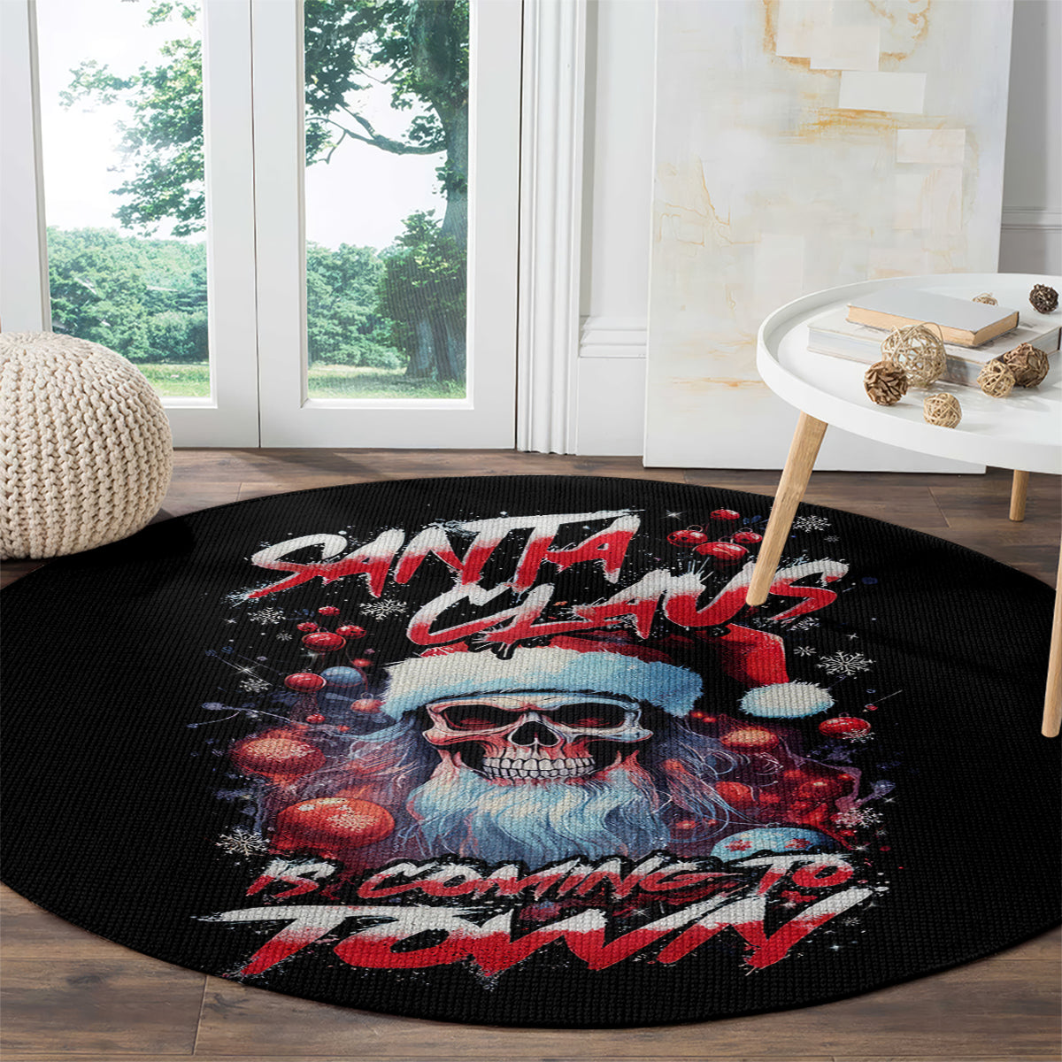 skull-santa-claus-round-carpet-santa-claus-is-coming-to-town