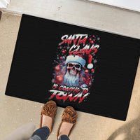 Skull Santa Claus Rubber Doormat Santa Claus Is Coming To Town - Wonder Print Shop