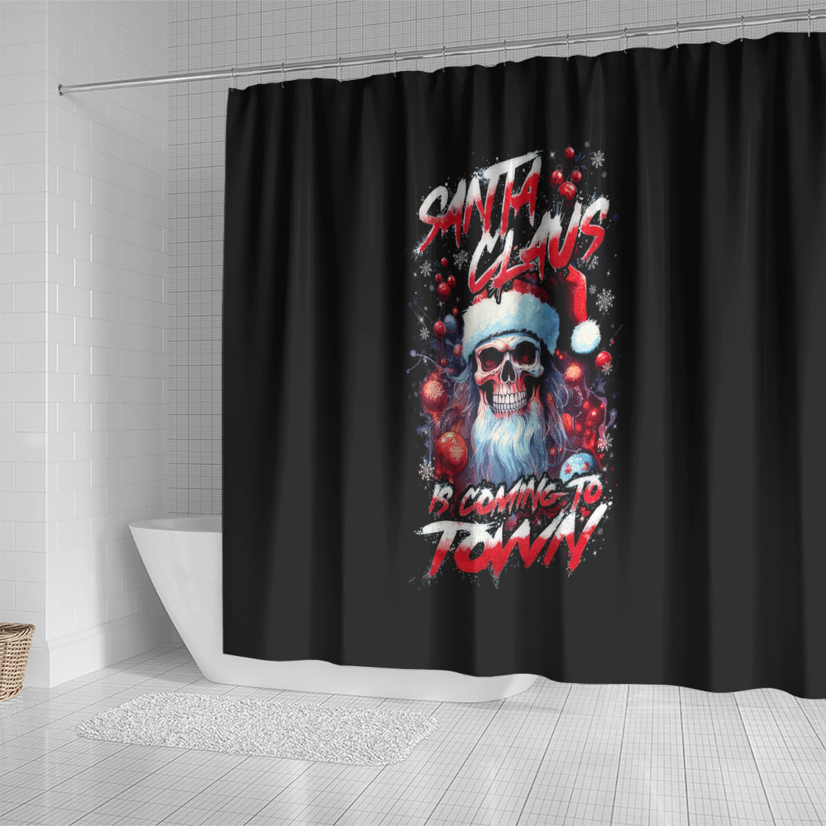 skull-santa-claus-shower-curtain-santa-claus-is-coming-to-town