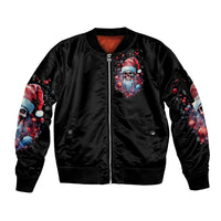 Skull Santa Claus Sleeve Zip Bomber Jacket Santa Claus Is Coming To Town - Wonder Print Shop