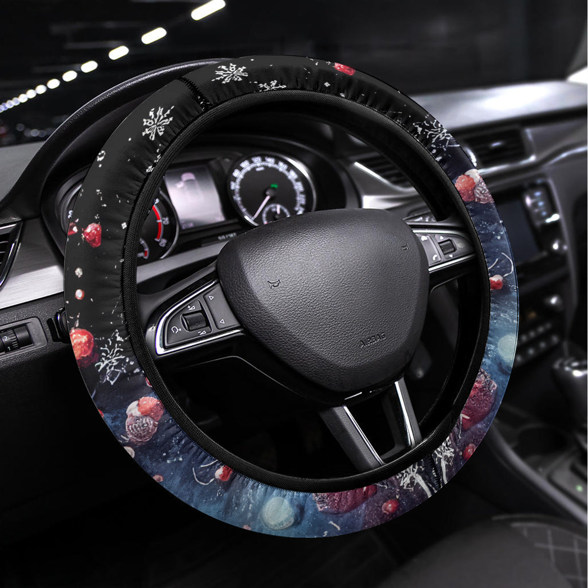 Skull Santa Claus Steering Wheel Cover Santa Claus Is Coming To Town - Wonder Print Shop