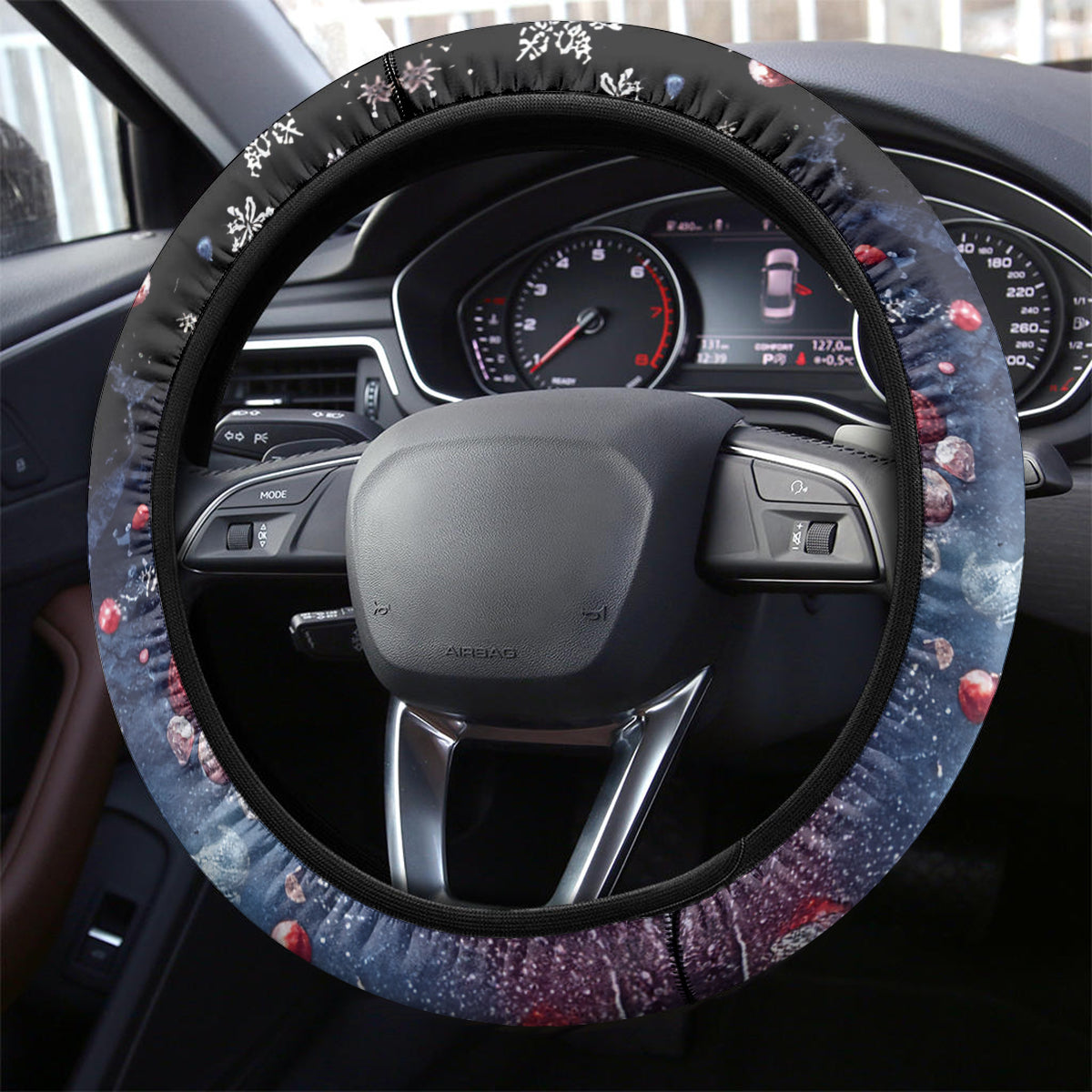 Skull Santa Claus Steering Wheel Cover Santa Claus Is Coming To Town - Wonder Print Shop