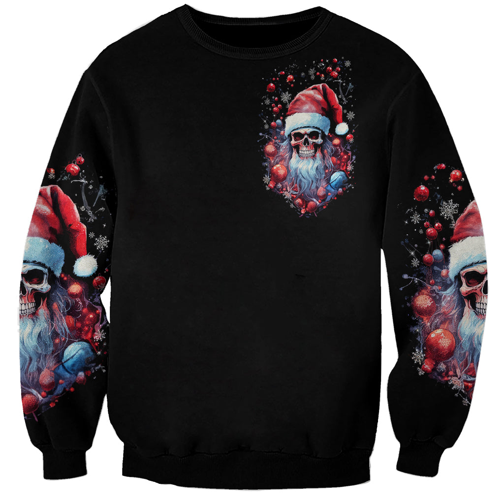 Skull Santa Claus Sweatshirt Santa Claus Is Coming To Town - Wonder Print Shop