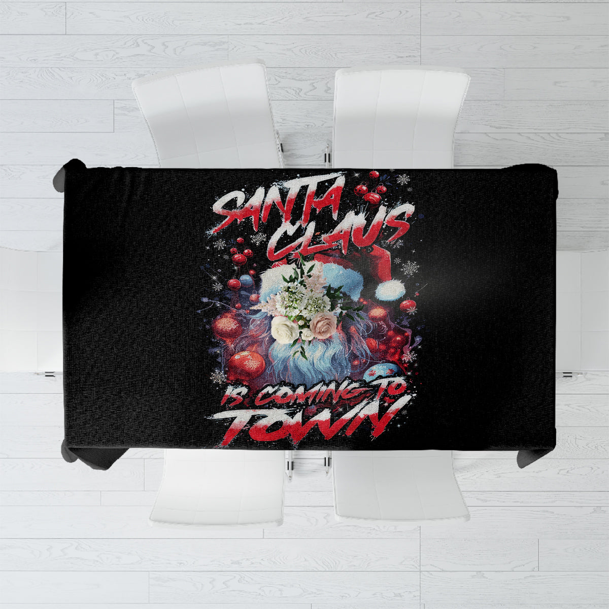Skull Santa Claus Tablecloth Santa Claus Is Coming To Town - Wonder Print Shop