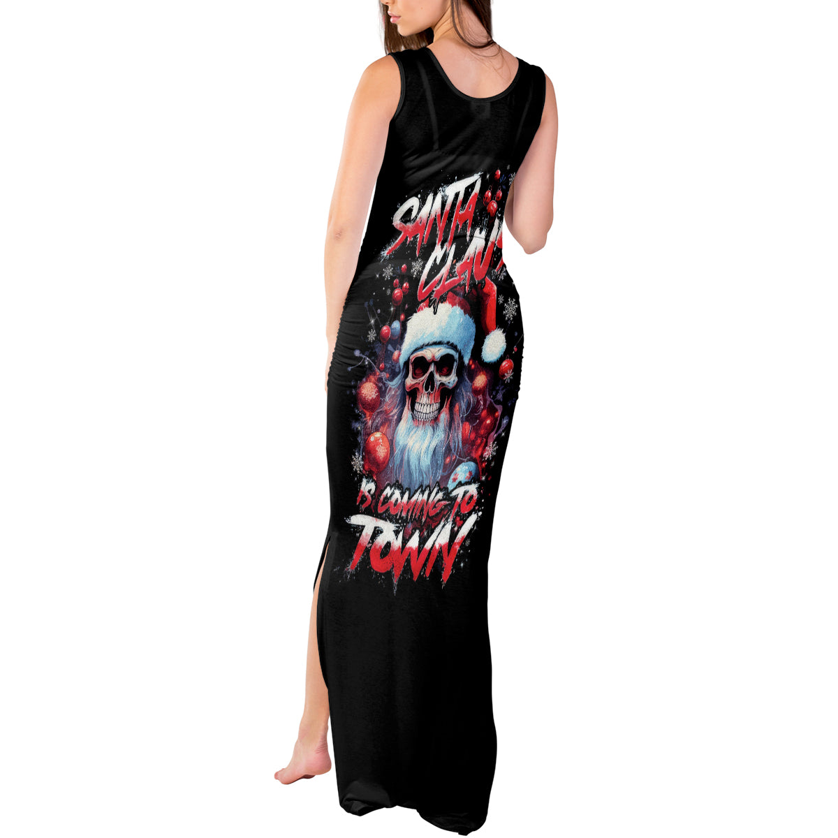 Skull Santa Claus Tank Maxi Dress Santa Claus Is Coming To Town - Wonder Print Shop