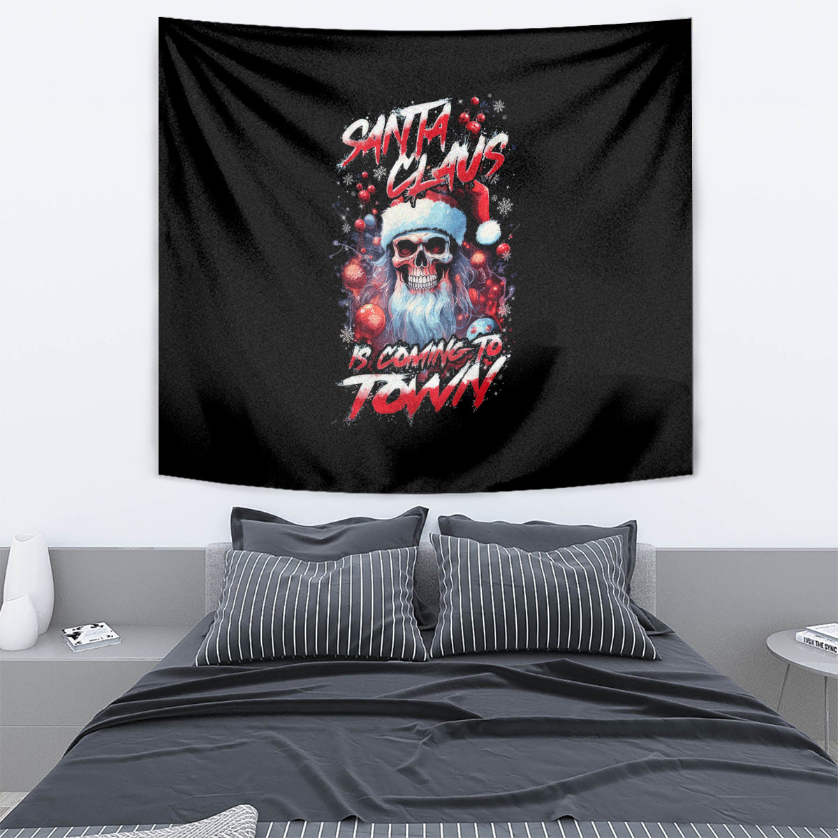 Skull Santa Claus Tapestry Santa Claus Is Coming To Town - Wonder Print Shop