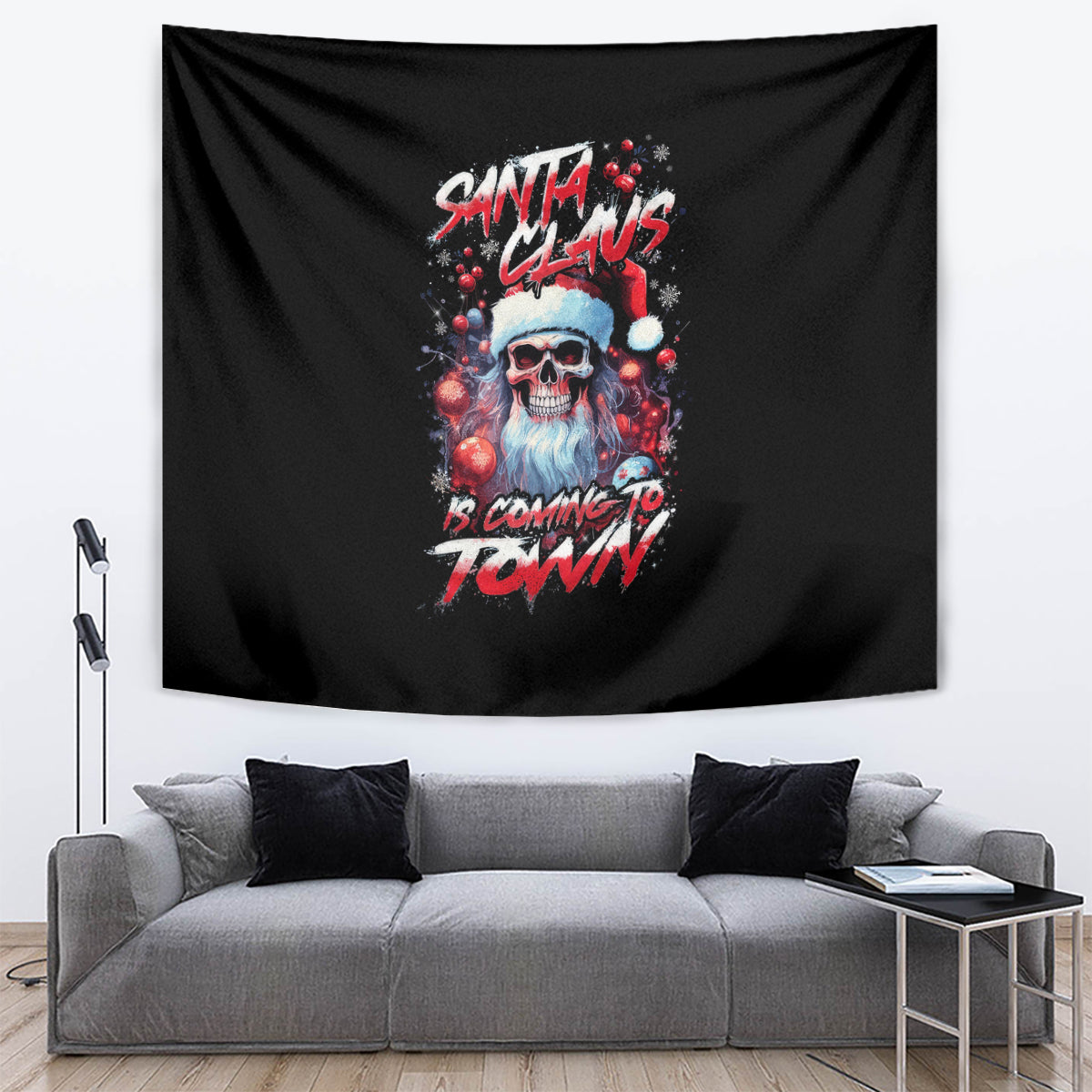 Skull Santa Claus Tapestry Santa Claus Is Coming To Town - Wonder Print Shop