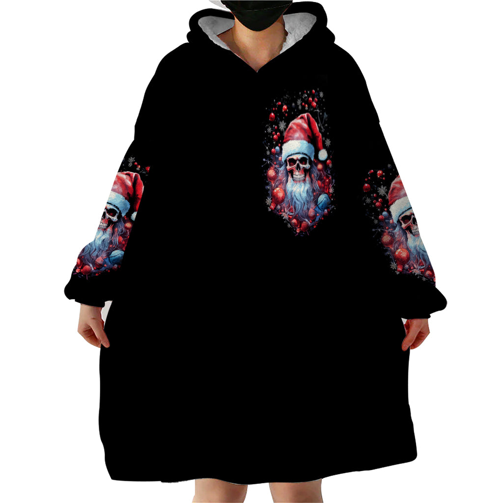Skull Santa Claus Wearable Blanket Hoodie Santa Claus Is Coming To Town - Wonder Print Shop
