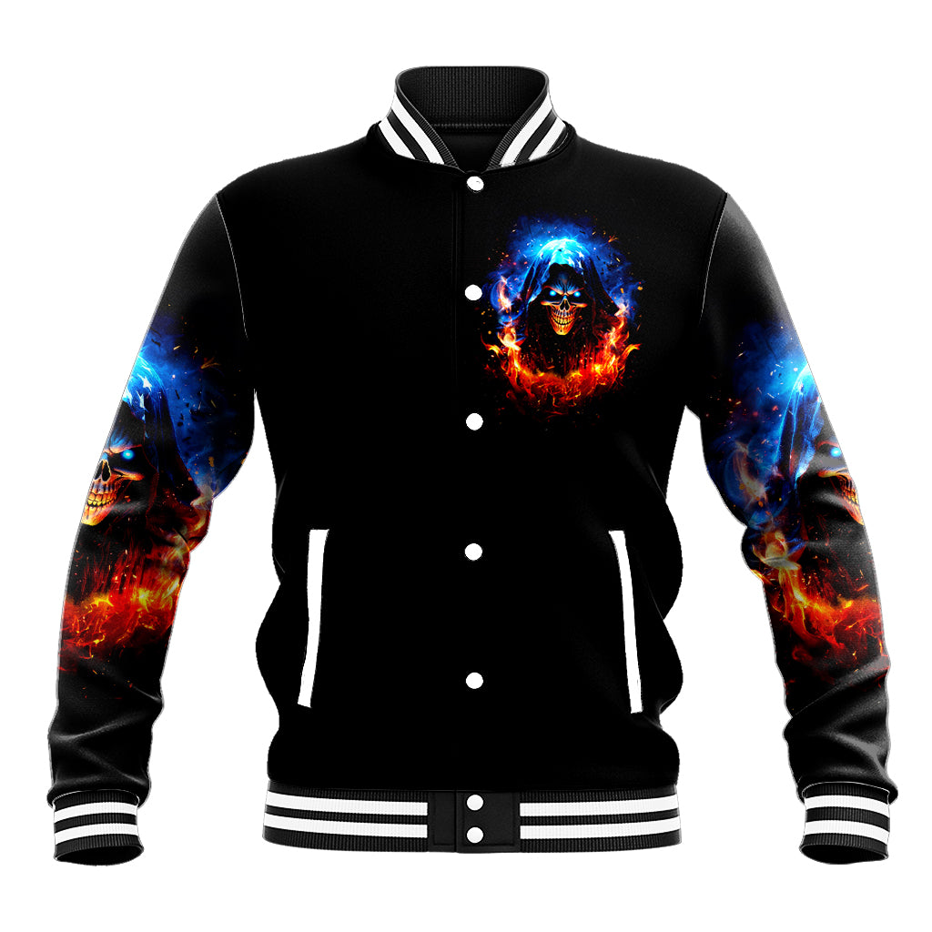 Flame Skull Baseball Jacket When I Was Born The Devil Said Competition - Wonder Print Shop