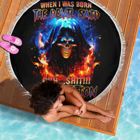 Flame Skull Beach Blanket When I Was Born The Devil Said Competition - Wonder Print Shop