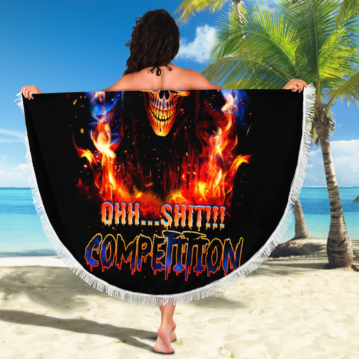 Flame Skull Beach Blanket When I Was Born The Devil Said Competition - Wonder Print Shop