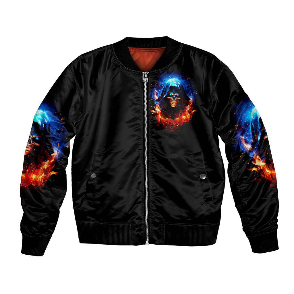 Flame Skull Bomber Jacket When I Was Born The Devil Said Competition - Wonder Print Shop