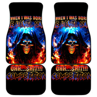 Flame Skull Car Mats When I Was Born The Devil Said Competition - Wonder Print Shop
