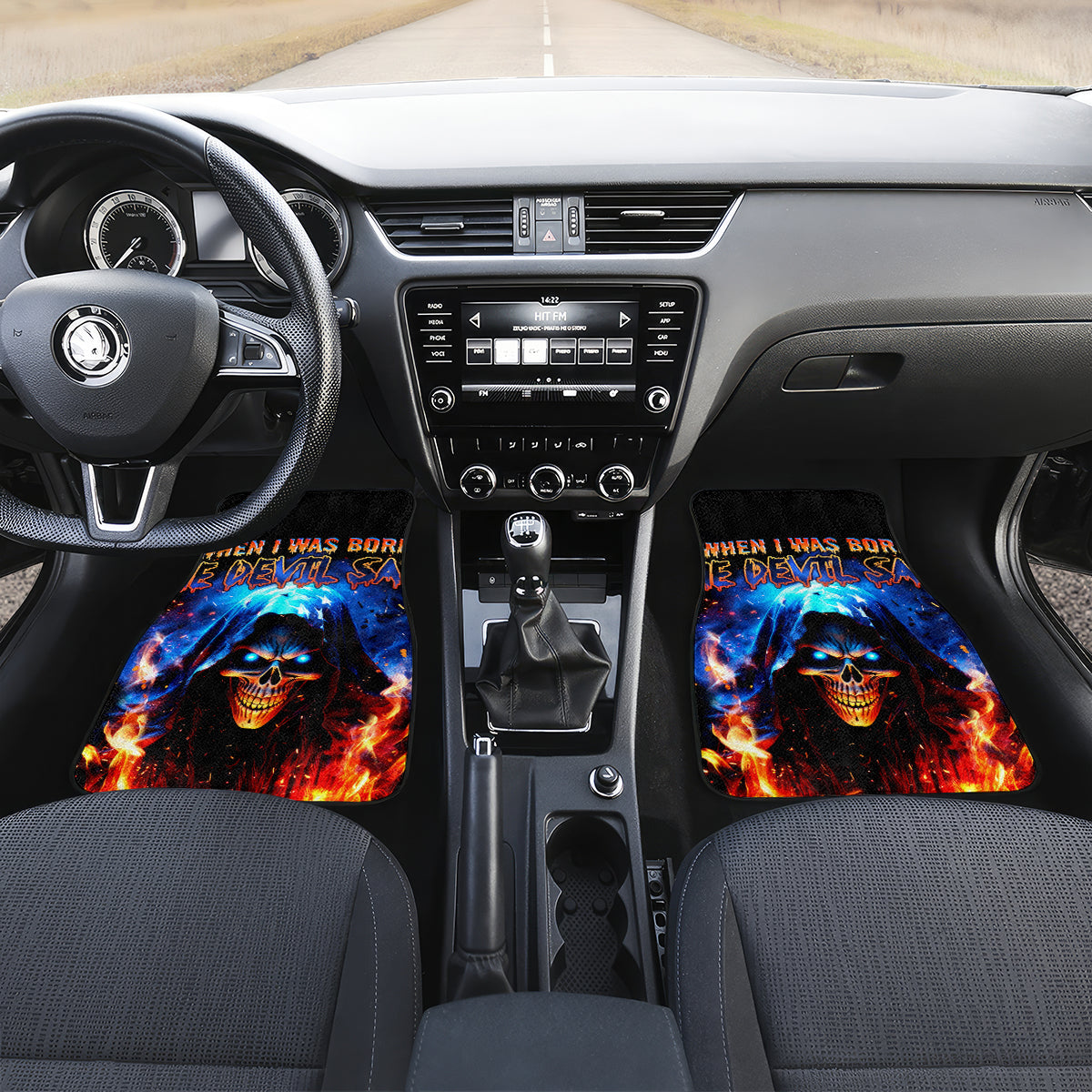 Flame Skull Car Mats When I Was Born The Devil Said Competition - Wonder Print Shop