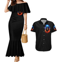 Flame Skull Couples Matching Mermaid Dress and Hawaiian Shirt When I Was Born The Devil Said Competition - Wonder Print Shop