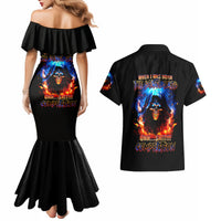 Flame Skull Couples Matching Mermaid Dress and Hawaiian Shirt When I Was Born The Devil Said Competition - Wonder Print Shop
