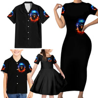 Flame Skull Family Matching Short Sleeve Bodycon Dress and Hawaiian Shirt When I Was Born The Devil Said Competition - Wonder Print Shop