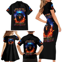 Flame Skull Family Matching Short Sleeve Bodycon Dress and Hawaiian Shirt When I Was Born The Devil Said Competition - Wonder Print Shop
