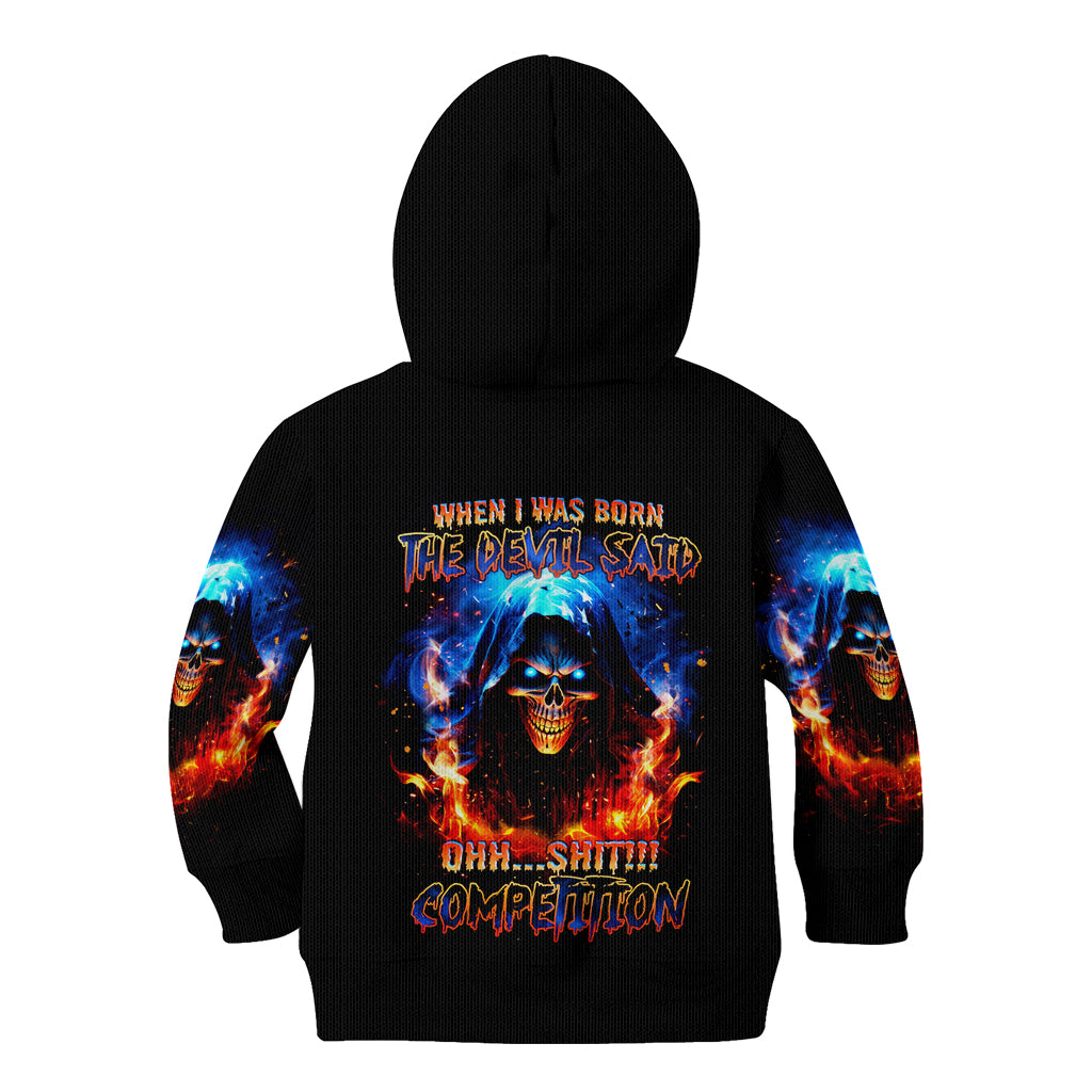 Flame Skull Kid Hoodie When I Was Born The Devil Said Competition - Wonder Print Shop