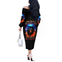 Flame Skull Off The Shoulder Long Sleeve Dress When I Was Born The Devil Said Competition - Wonder Print Shop