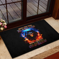 Flame Skull Rubber Doormat When I Was Born The Devil Said Competition - Wonder Print Shop