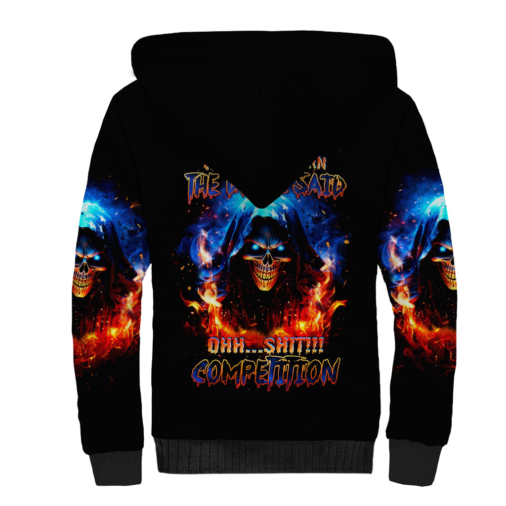 Flame Skull Sherpa Hoodie When I Was Born The Devil Said Competition - Wonder Print Shop