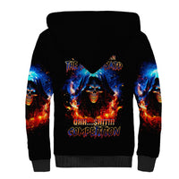 Flame Skull Sherpa Hoodie When I Was Born The Devil Said Competition - Wonder Print Shop