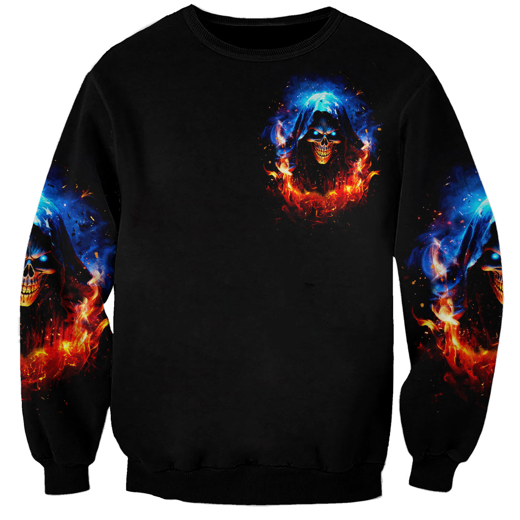 Flame Skull Sweatshirt When I Was Born The Devil Said Competition - Wonder Print Shop