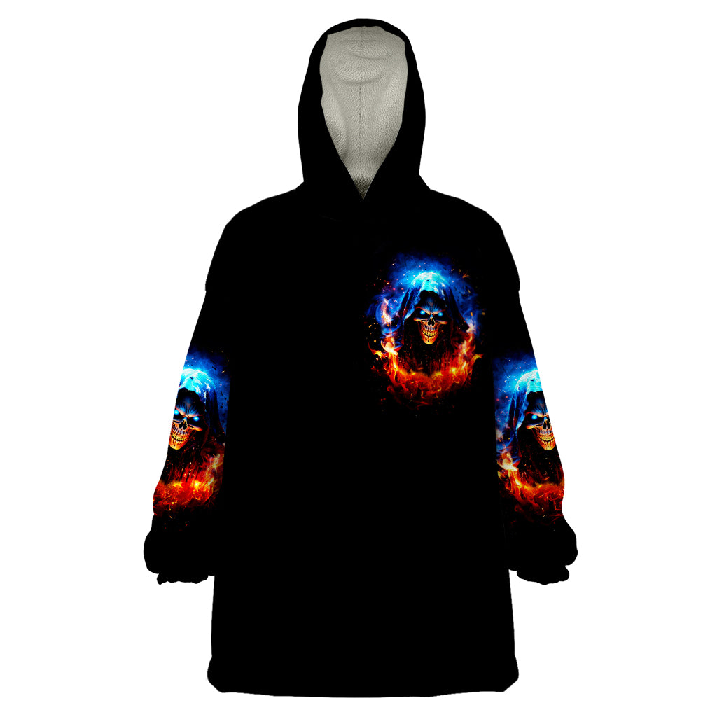 Flame Skull Wearable Blanket Hoodie When I Was Born The Devil Said Competition - Wonder Print Shop