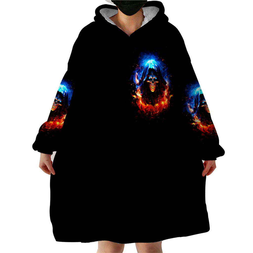 Flame Skull Wearable Blanket Hoodie When I Was Born The Devil Said Competition - Wonder Print Shop