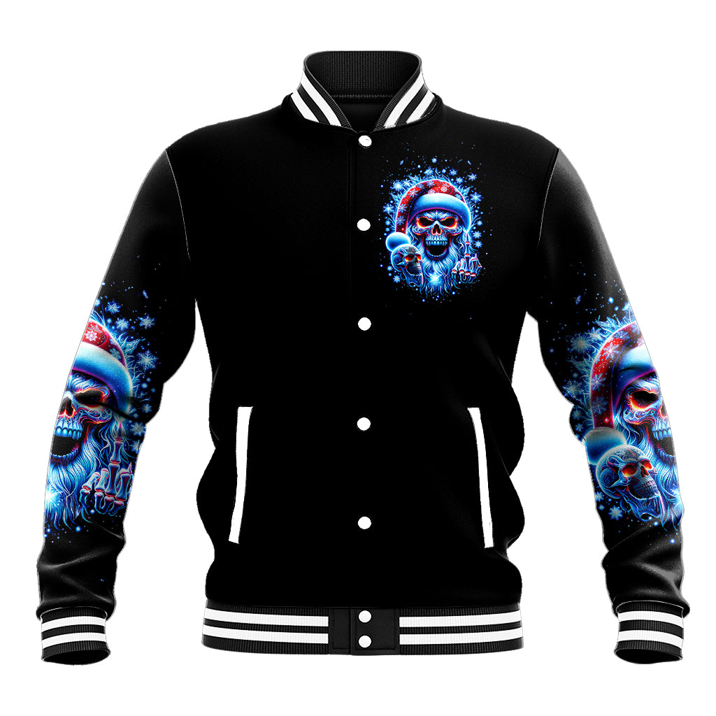 Skull Santa Claus Baseball Jacket One Day Say Fuck Itt All And Let My Demons Out - Wonder Print Shop