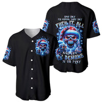Skull Santa Claus Baseball Jersey One Day Say Fuck Itt All And Let My Demons Out - Wonder Print Shop