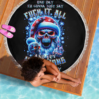 Skull Santa Claus Beach Blanket One Day Say Fuck Itt All And Let My Demons Out - Wonder Print Shop