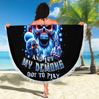 Skull Santa Claus Beach Blanket One Day Say Fuck Itt All And Let My Demons Out - Wonder Print Shop