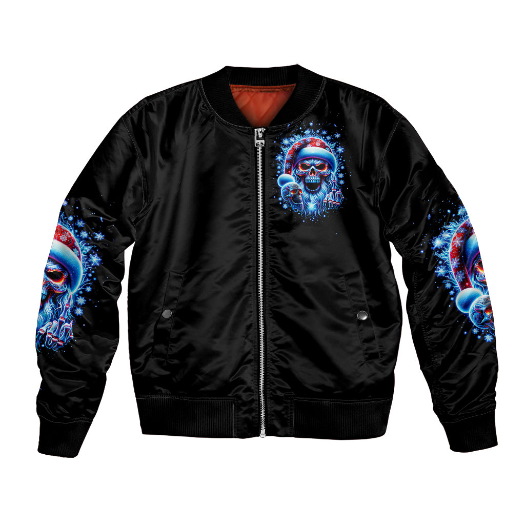 Skull Santa Claus Bomber Jacket One Day Say Fuck Itt All And Let My Demons Out - Wonder Print Shop