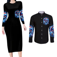 Skull Santa Claus Couples Matching Long Sleeve Bodycon Dress and Long Sleeve Button Shirt One Day Say Fuck Itt All And Let My Demons Out - Wonder Print Shop