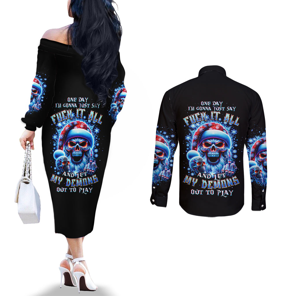 skull-santa-claus-couples-matching-off-the-shoulder-long-sleeve-dress-and-long-sleeve-button-shirt-one-day-say-fuck-itt-all-and-let-my-demons-out